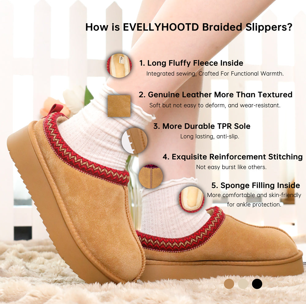 2410 Platform Suede Braided Fluffy Slipper Shoes