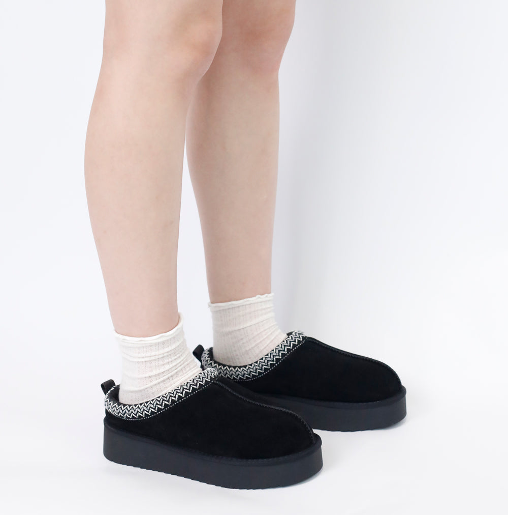 2410 Platform Suede Braided Fluffy Slipper Shoes