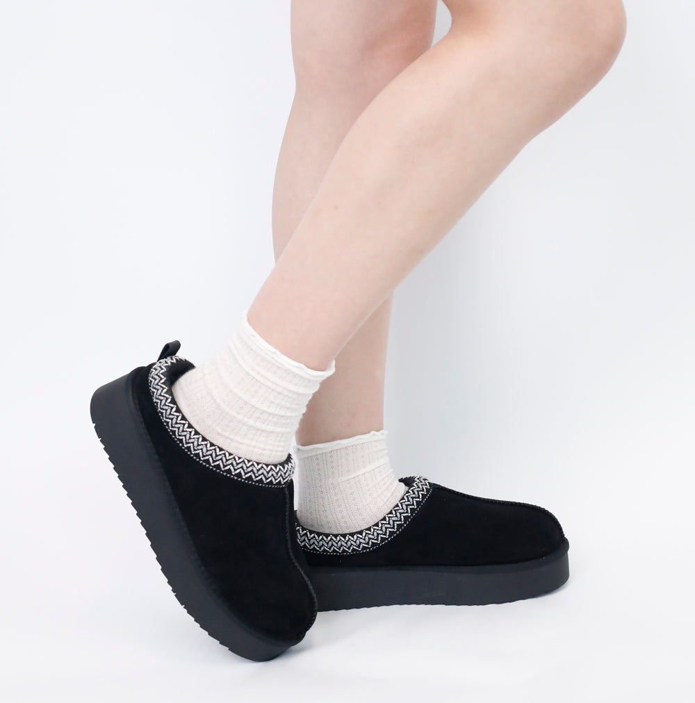 2410 Platform Suede Braided Fluffy Slipper Shoes