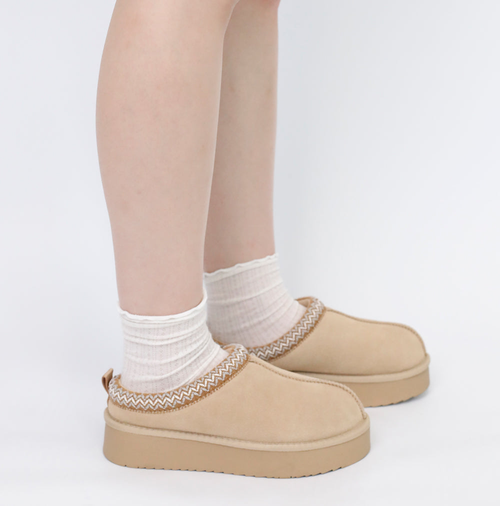 2410 Platform Suede Braided Fluffy Slipper Shoes