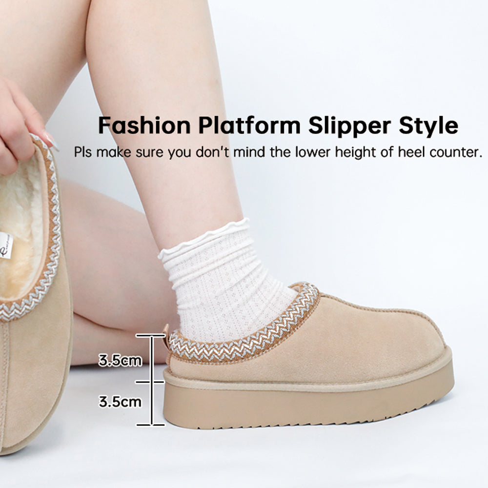 2410 Platform Suede Braided Fluffy Slipper Shoes
